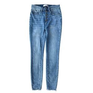 Judy Blue Skinny Jeans Distressed Button Fly Mid Rise Stretch Denim Size 3